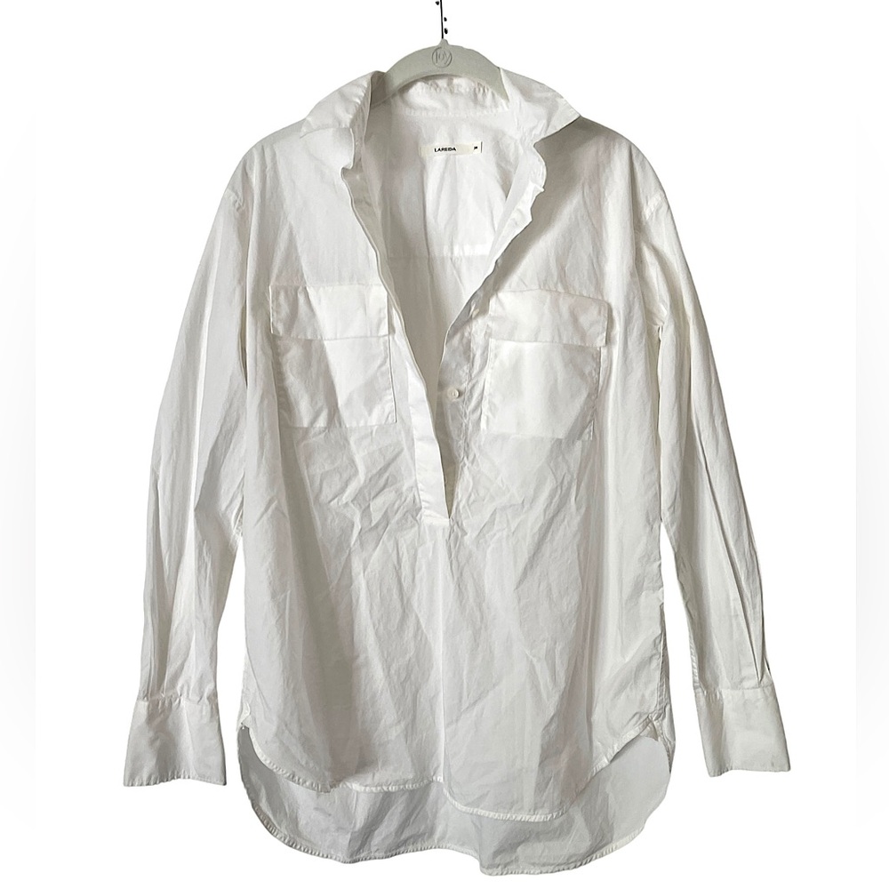 Lis Lareida 147 Corazon White Pop Over 4 Button Collared Shirt 36